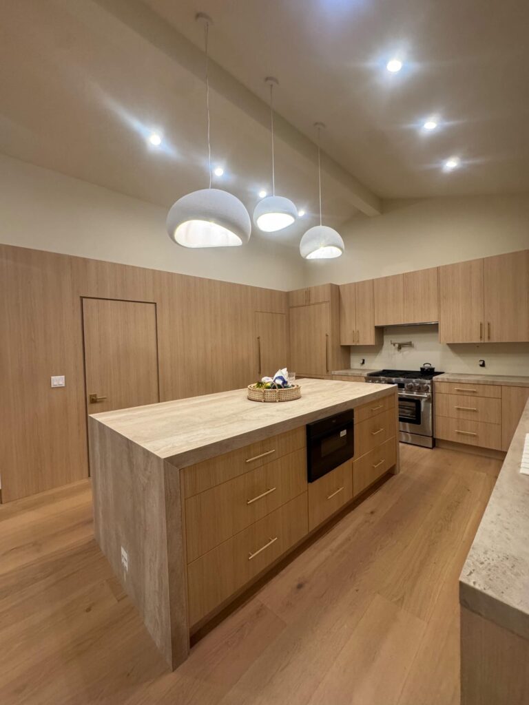 White Oak and Travertine Kitchen